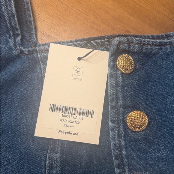 Reformation Blue Denim Crop Top - Picture 3 of 7